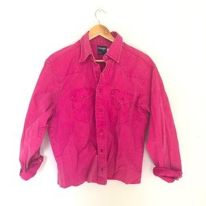 Pink cut off vintage Wrangler denim shirt